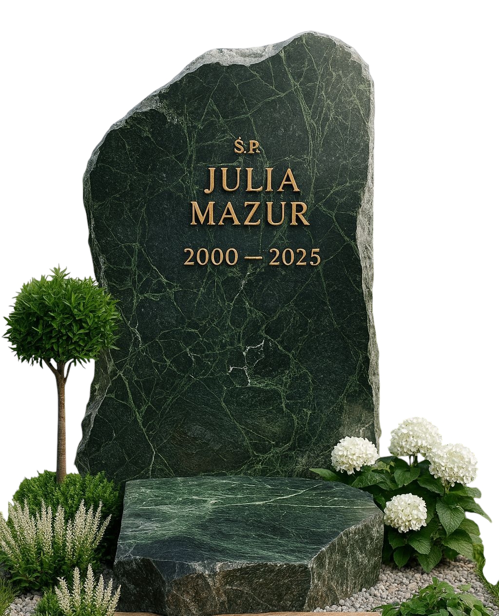 NAGROBEK SKALNY Z SERPENTYNITU